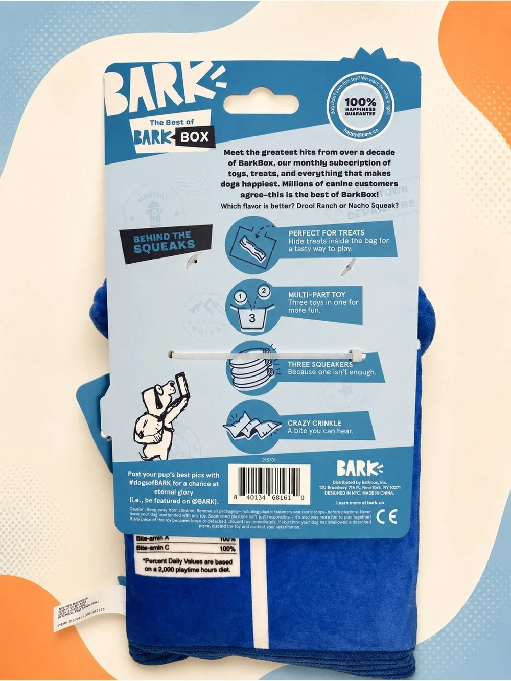 Bark Barkitos Drool Ranch Chips Toy - Dogs 0-50 pounds W/ FREE DOG BAGS & TREATS